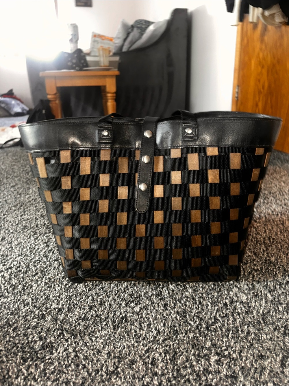 Longaberger Black Large To-Go Tote Bag/Basket